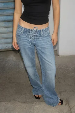 Hot Gina Tricot Lacing jeans Blauw