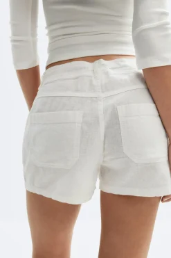 Discount Gina Tricot Linen blend mini cargo shorts Wit