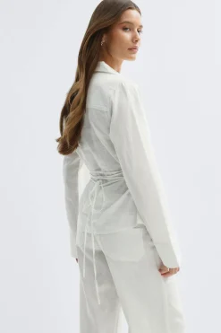 Online Gina Tricot Linen blend shirt Wit
