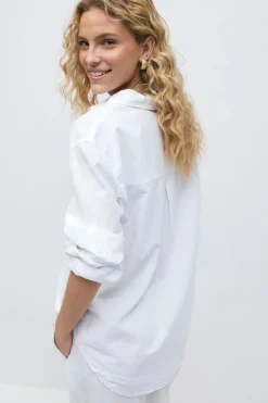 Discount Gina Tricot Linen blend shirt Wit