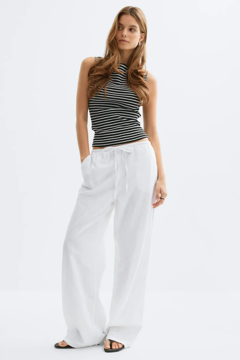 New Gina Tricot linen blend trousers Wit