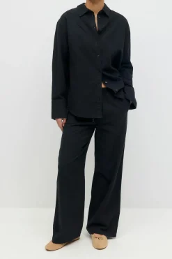 Discount Gina Tricot linen blend trousers Zwart