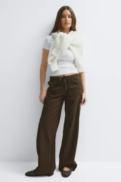 Sale Gina Tricot Linen blend trousers Bruin