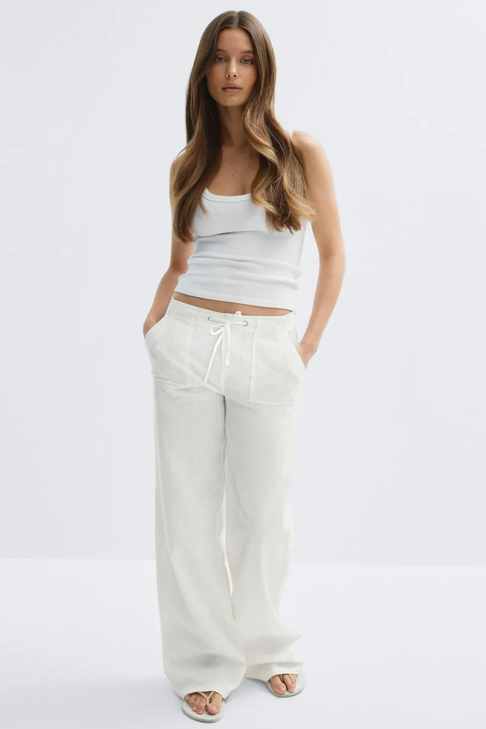 Online Gina Tricot Linen blend trousers Wit
