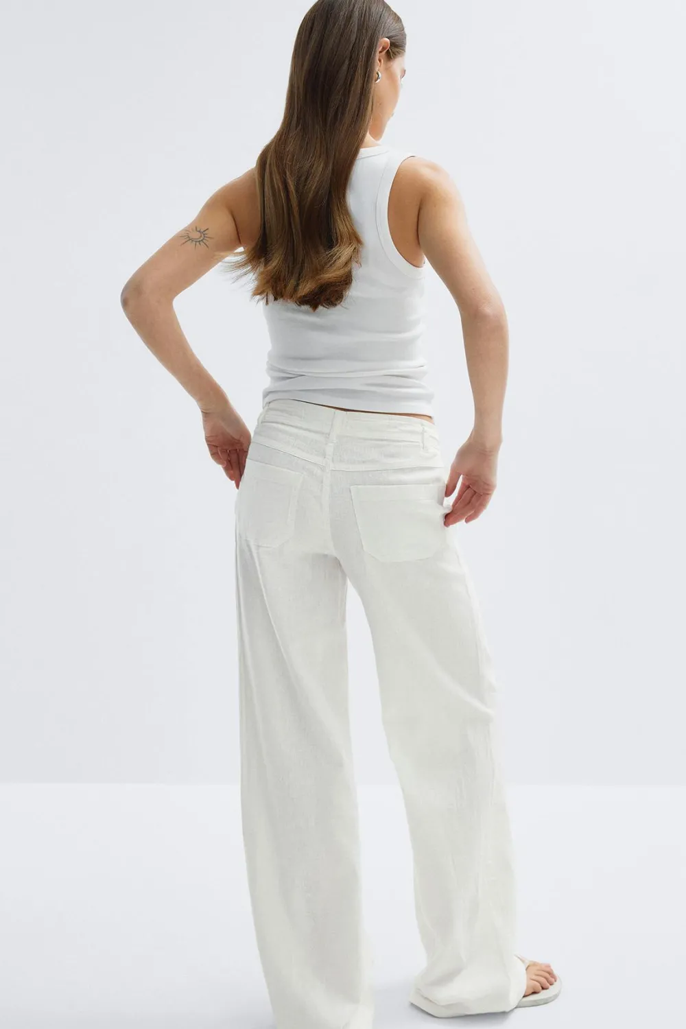 Online Gina Tricot Linen blend trousers Wit