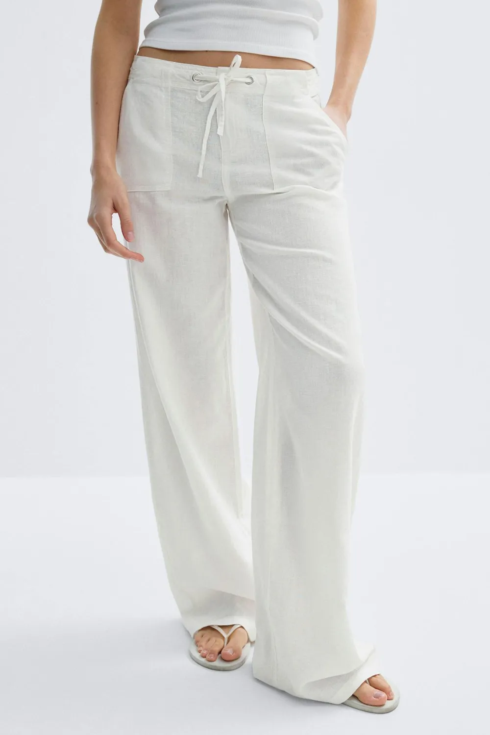 Online Gina Tricot Linen blend trousers Wit