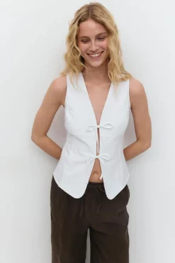 Gina Tricot Linen blend vest Wit