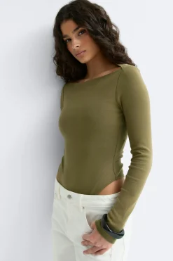 Sale Gina Tricot Long sleeve body Groen