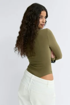 Sale Gina Tricot Long sleeve body Groen
