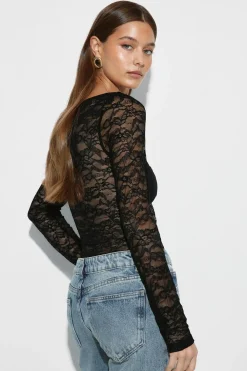 Best Gina Tricot Long sleeve body Zwart