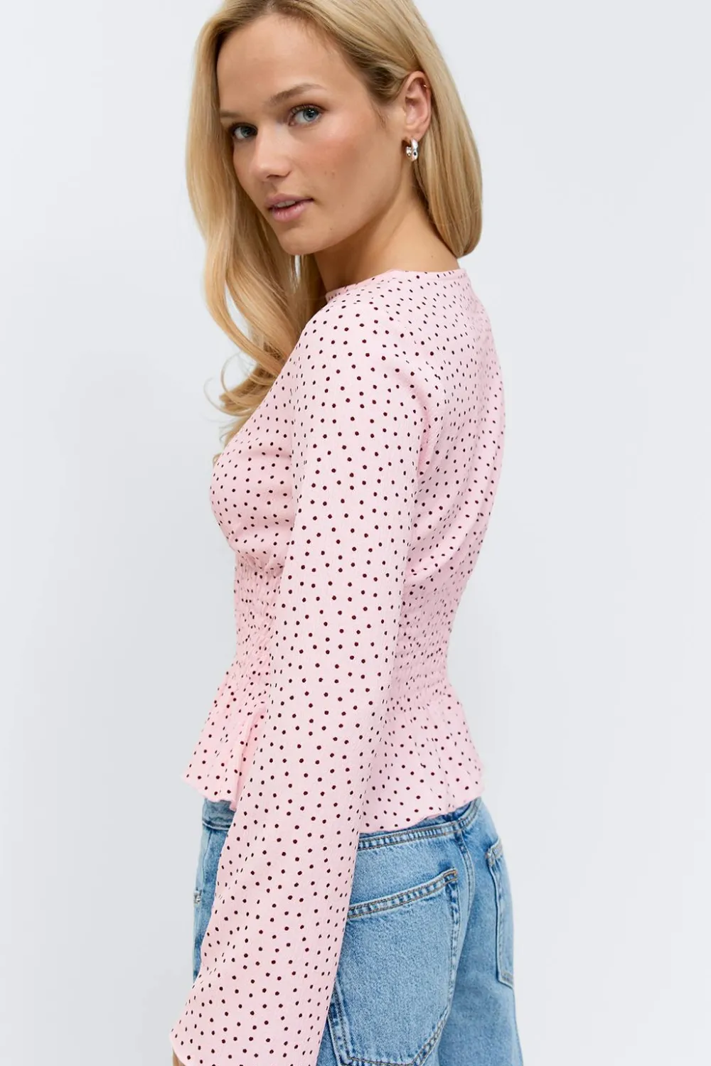 Sale Gina Tricot Long sleeve smock top Roze