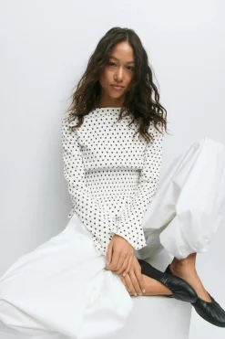 Online Gina Tricot Long sleeve smock top Wit