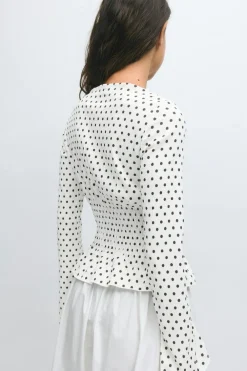 Online Gina Tricot Long sleeve smock top Wit