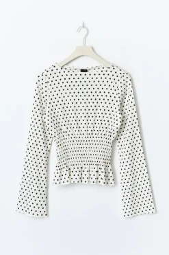 Online Gina Tricot Long sleeve smock top Wit