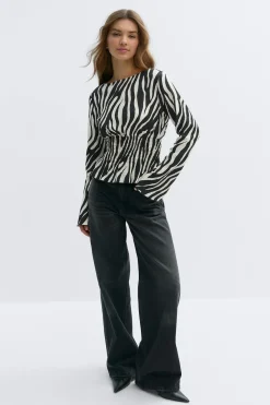 Discount Gina Tricot Long sleeve smock top Zwart