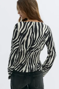 Discount Gina Tricot Long sleeve smock top Zwart