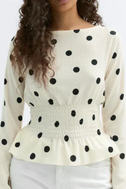 Clearance Gina Tricot Long sleeve smock top Zwart