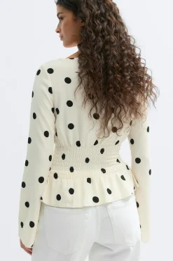 Clearance Gina Tricot Long sleeve smock top Zwart