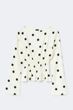 Clearance Gina Tricot Long sleeve smock top Zwart