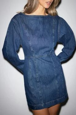 New Gina Tricot Longsleeve denim dress Blauw
