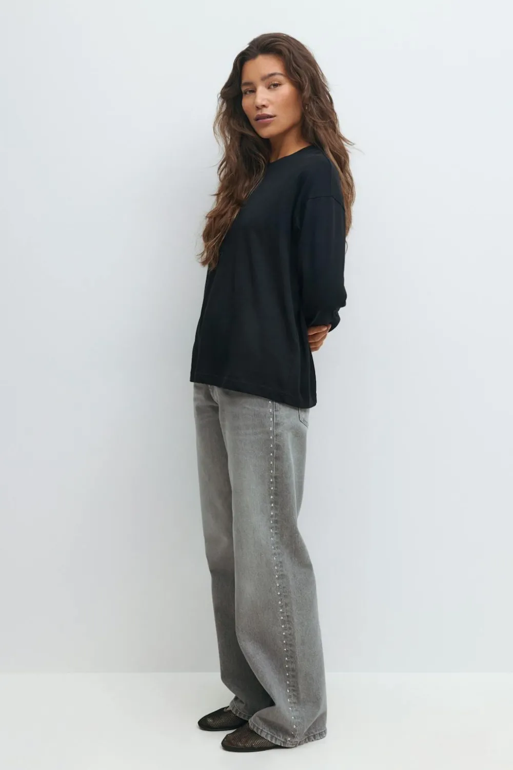 Gina Tricot Loose fit long sleeve tee Zwart