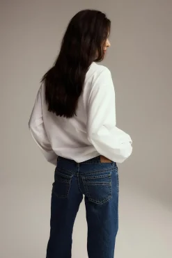 Sale Gina Tricot Loose fit long sleeve tee Wit