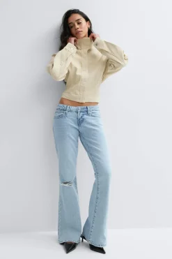 Discount Gina Tricot Low full length flare jeans Blauw