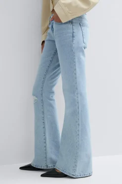 Discount Gina Tricot Low full length flare jeans Blauw