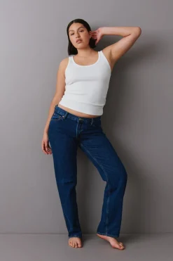 Discount Gina Tricot Low straight jeans Blauw