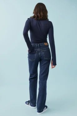 Discount Gina Tricot Low straight jeans Blauw