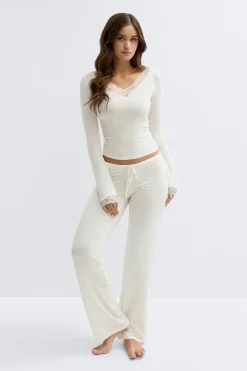 Best Gina Tricot Low waist loungewear trousers Wit