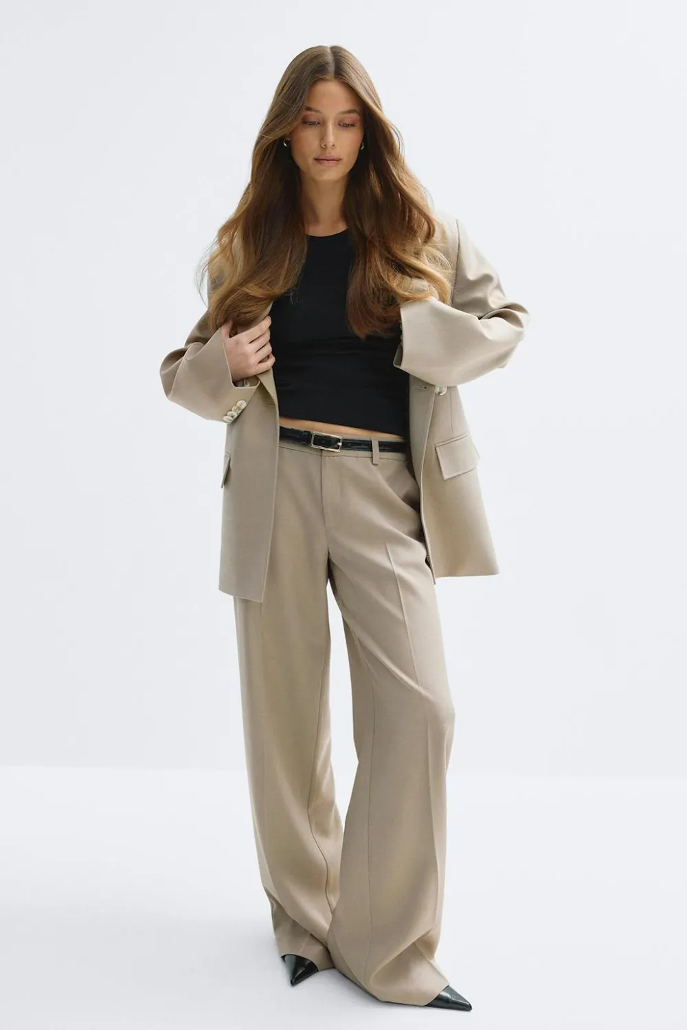 Best Gina Tricot Low waist trousers Beige