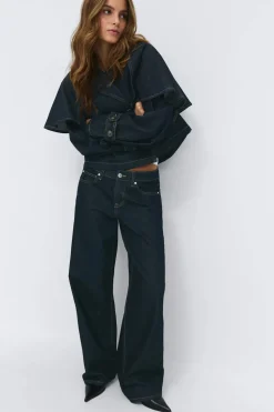 Gina Tricot Low wide jeans Blauw