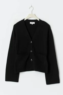 New Gina Tricot Merino wool knitted cardigan Zwart