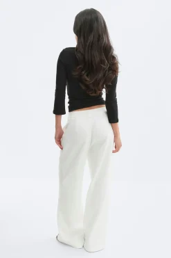 Sale Gina Tricot Mid waist pleated trousers Wit