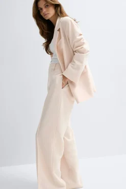Online Gina Tricot Mid waist wide trousers Roze