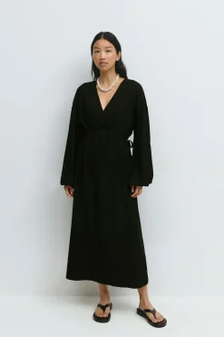 Discount Gina Tricot Midi wrap dress Zwart