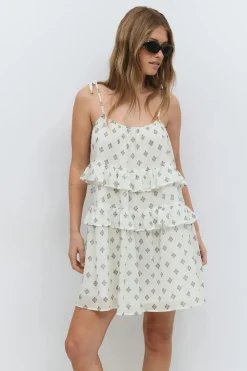 Hot Gina Tricot Mini frill dress Wit