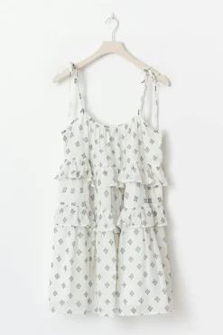 Hot Gina Tricot Mini frill dress Wit