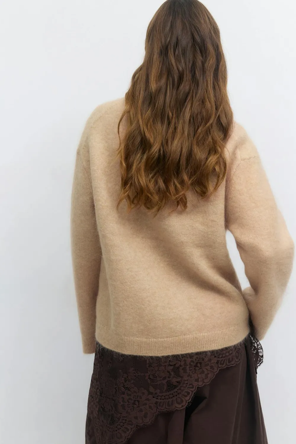 Outlet Gina Tricot Mohair knitted sweater Beige