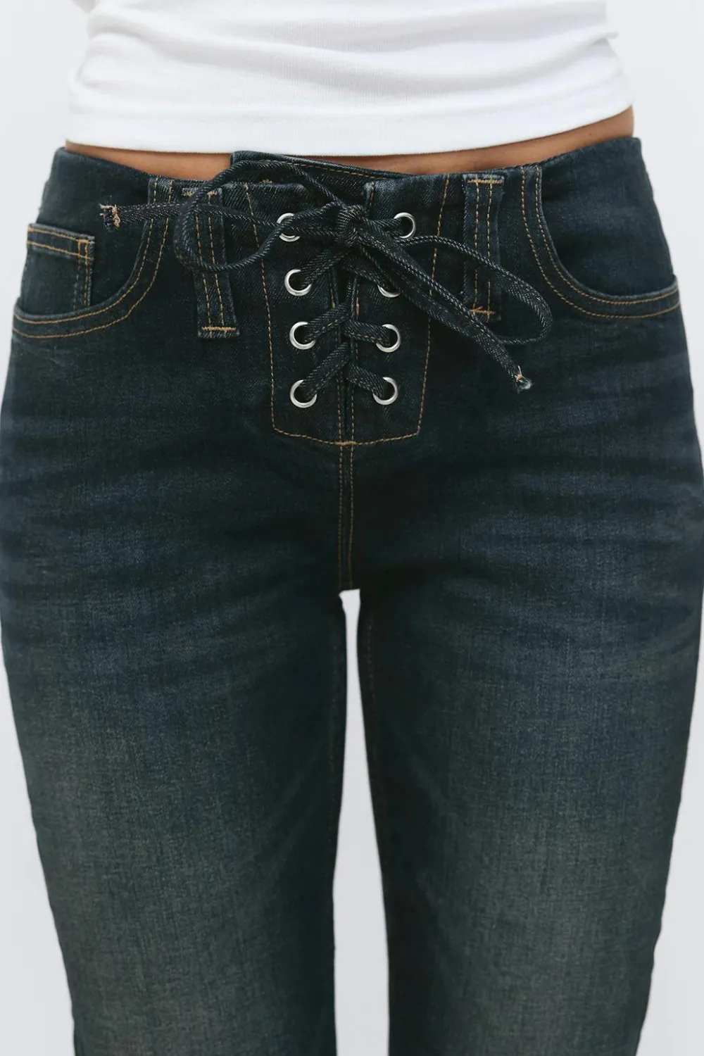 Gina Tricot No waist bootcut jeans Blauw