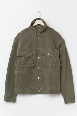 New Gina Tricot Office cargo denim jacket Groen