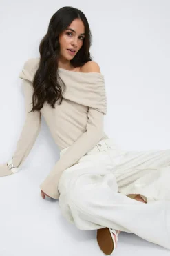 Hot Gina Tricot One shoulder top Beige