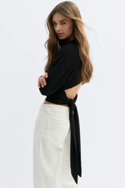 New Gina Tricot Open back top Zwart