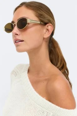 Sale Gina Tricot Oval metal frame sunglasses Bruin