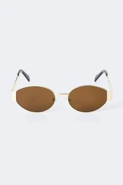 Sale Gina Tricot Oval metal frame sunglasses Bruin