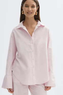 Best Gina Tricot Oversized linen blend shirt Roze