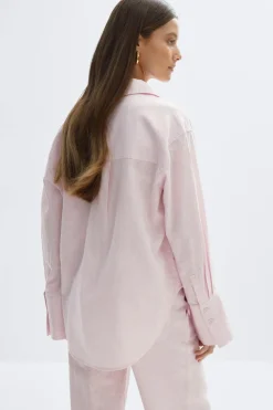 Best Gina Tricot Oversized linen blend shirt Roze