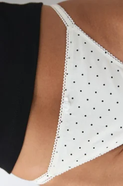 Online Gina Tricot 3-pack cotton picot thong Zwart