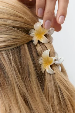 Hot Gina Tricot 3-pack flower hair clip Wit
